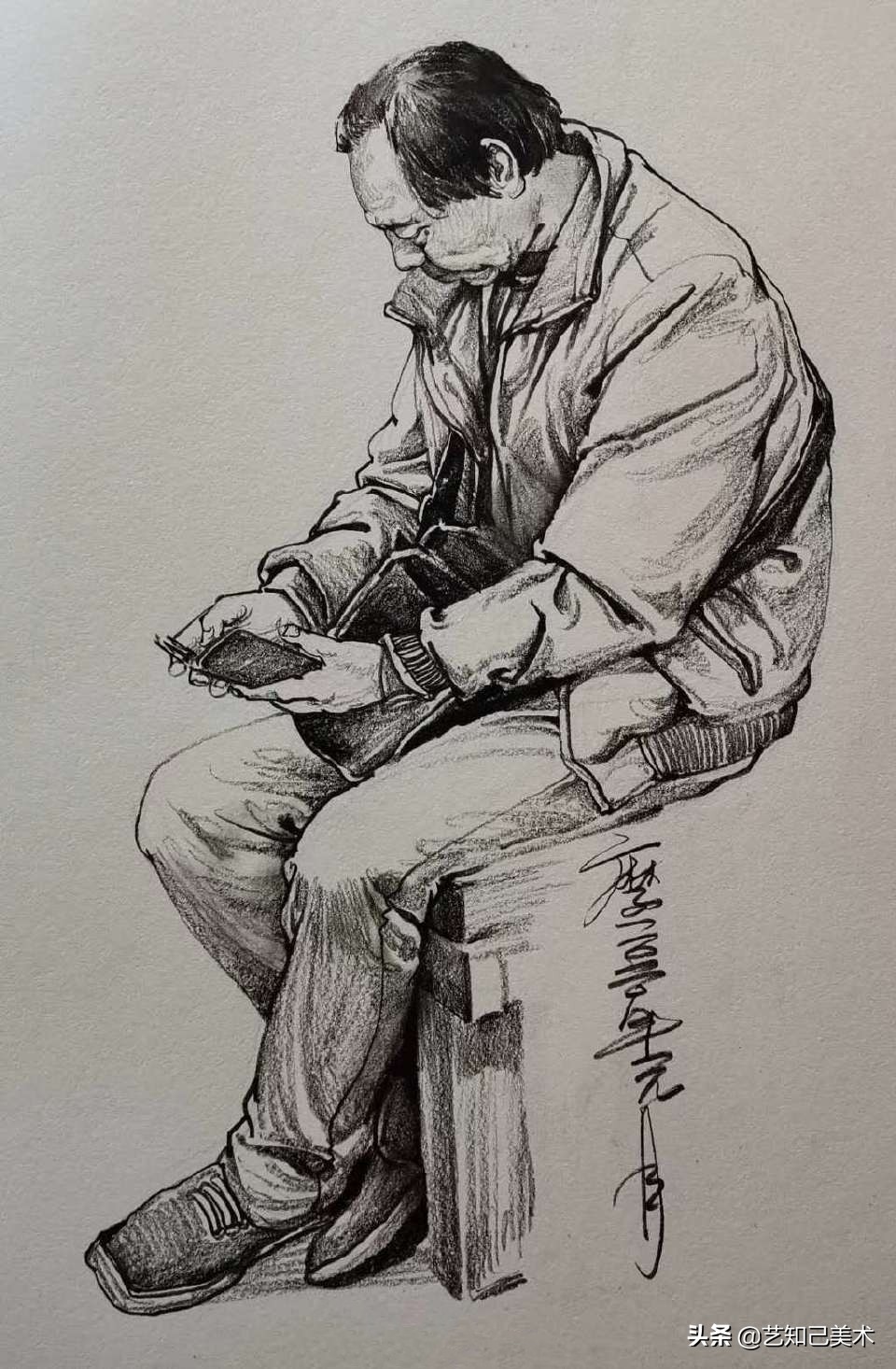 速写人物写生照片坐姿,速写人物老人坐姿范画