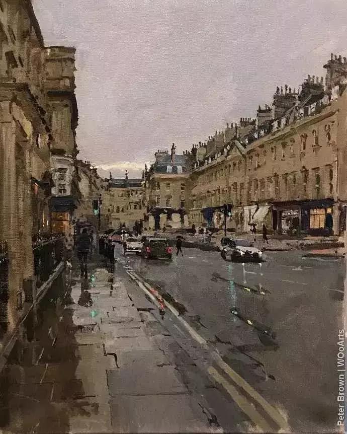 欧洲油画秋日街景,peterbrown油画从哪里买