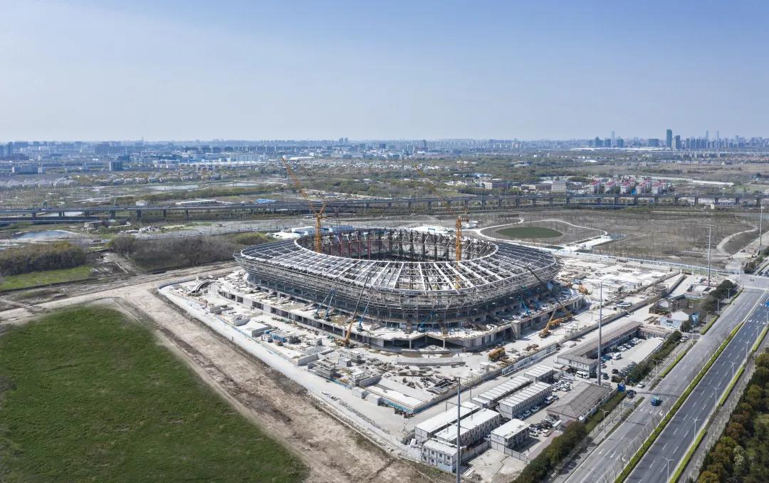 上海国际足球场建设,浦东专业足球场钢结构剖面图