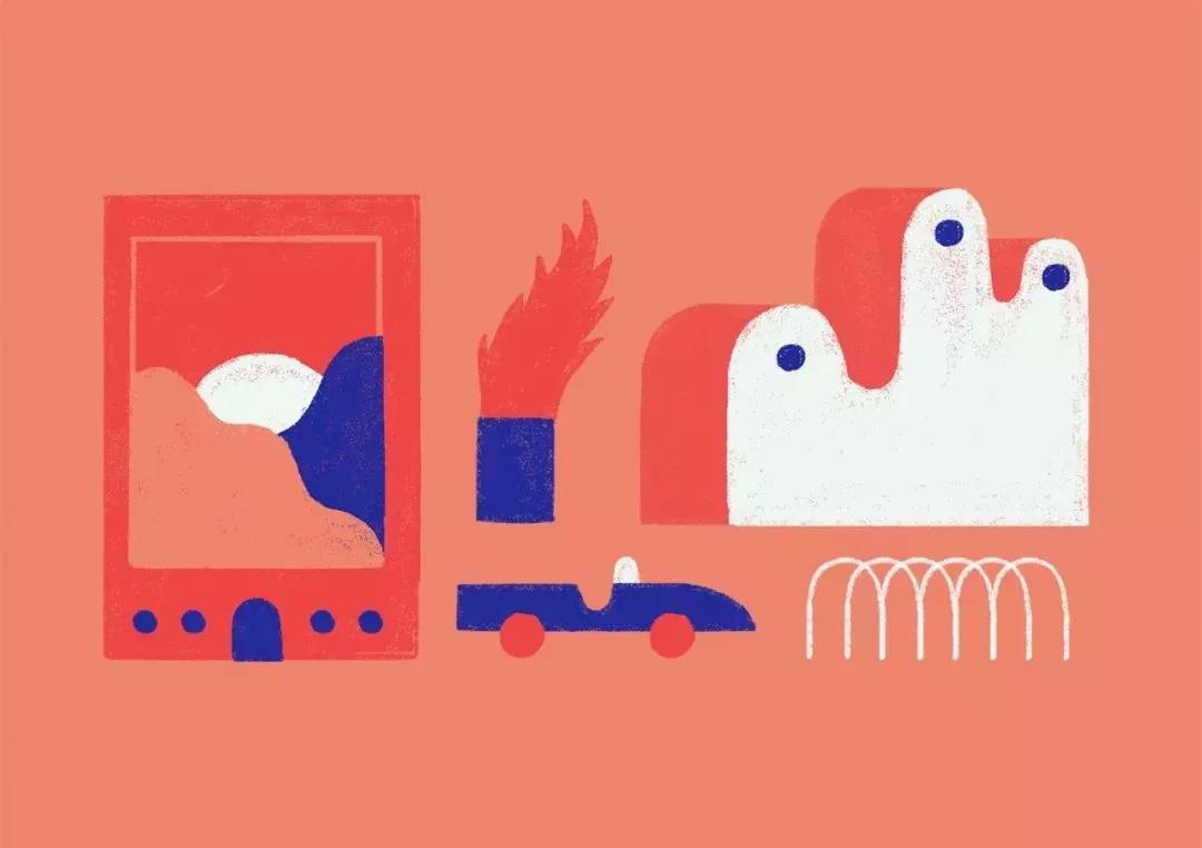 夸张诡异风插画人物,插画古朴小人