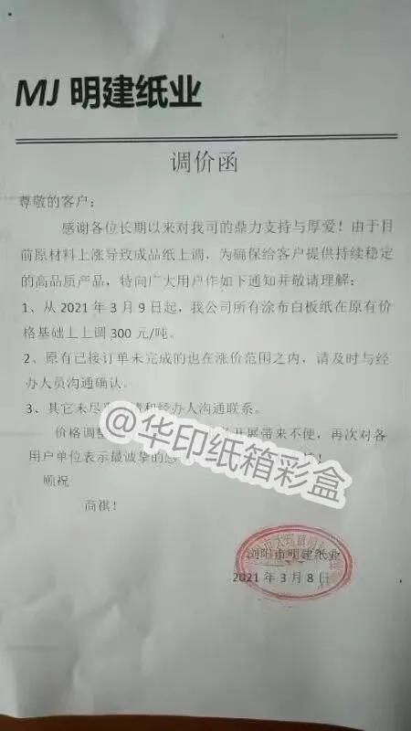 白板降价,2019年白板纸价格走势