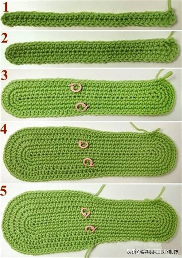 「钩编图解」民族风炫彩居家鞋子的详细编织过程