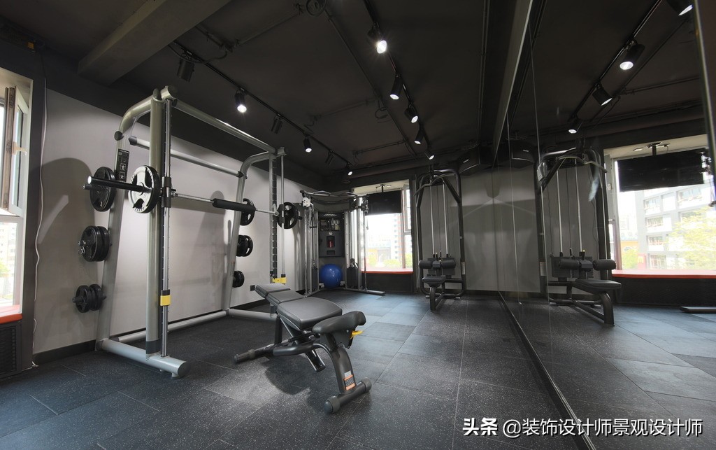 公司健身房设计效果图,书房健身房二合一设计效果图