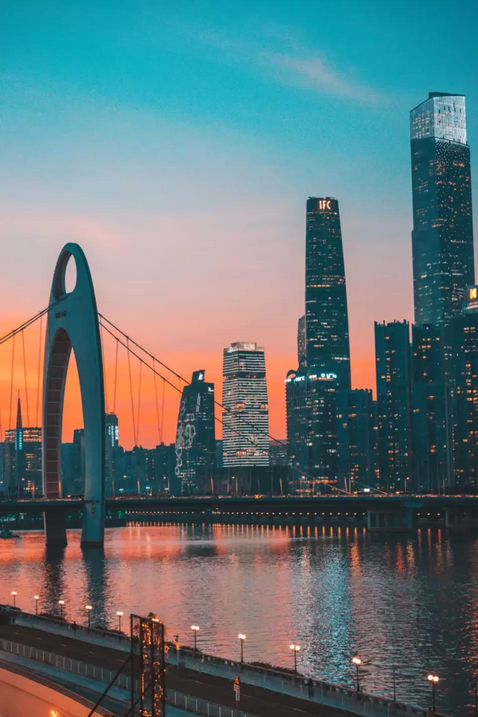 在江边看晚霞圆月，开live派对！难怪中秋节广州人不回家