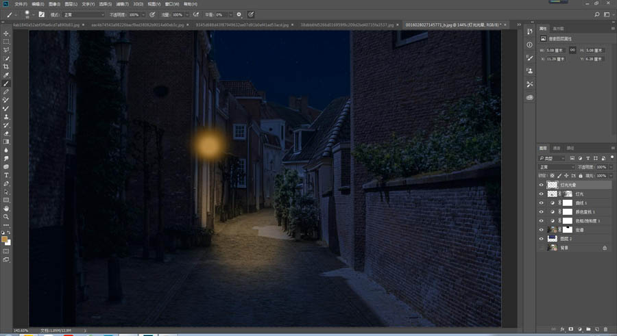 ps夜晚路灯下街道效果,ps平面图夜晚灯光效果教程