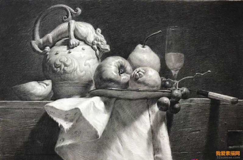 初学者最适合画的素描静物教程,超写实静物素描画高清大图
