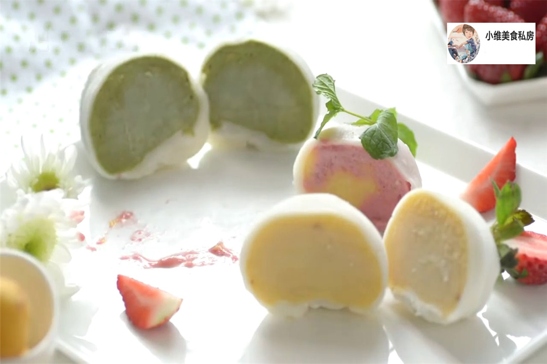 冰冻了的冰淇淋,软糯麻薯冰激凌