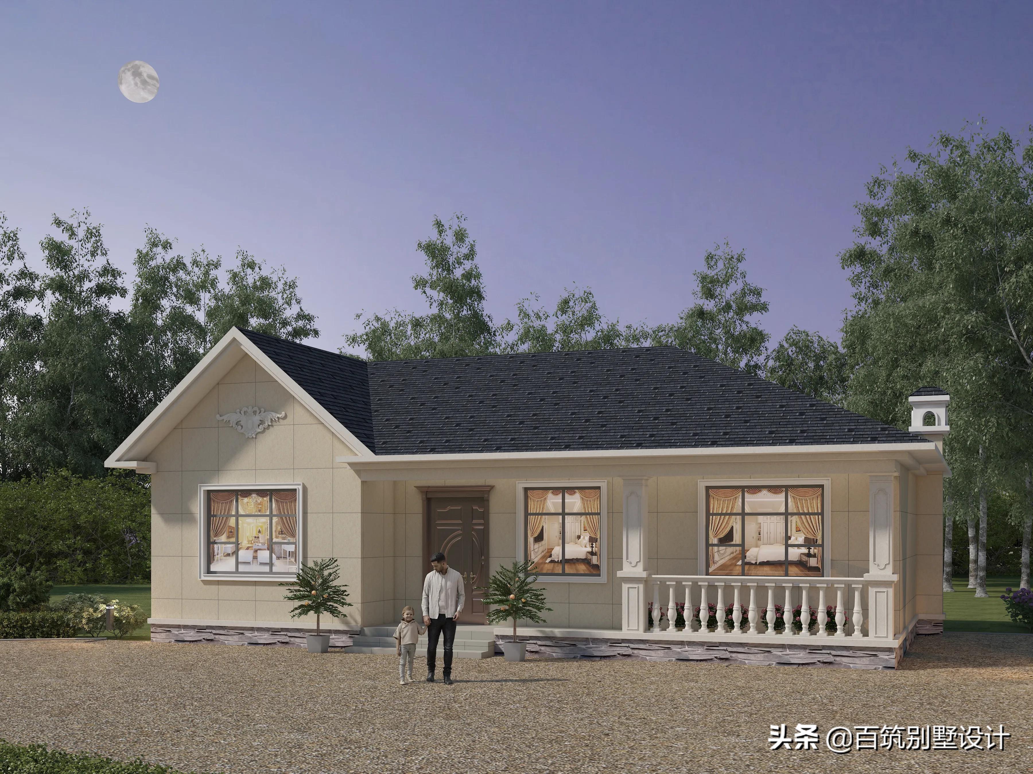 北方农村一层自建房带院子实景图,农村传统自建一层房屋效果图大全