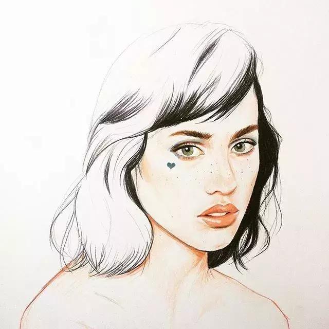 淡淡的彩铅插画，好迷人、性感