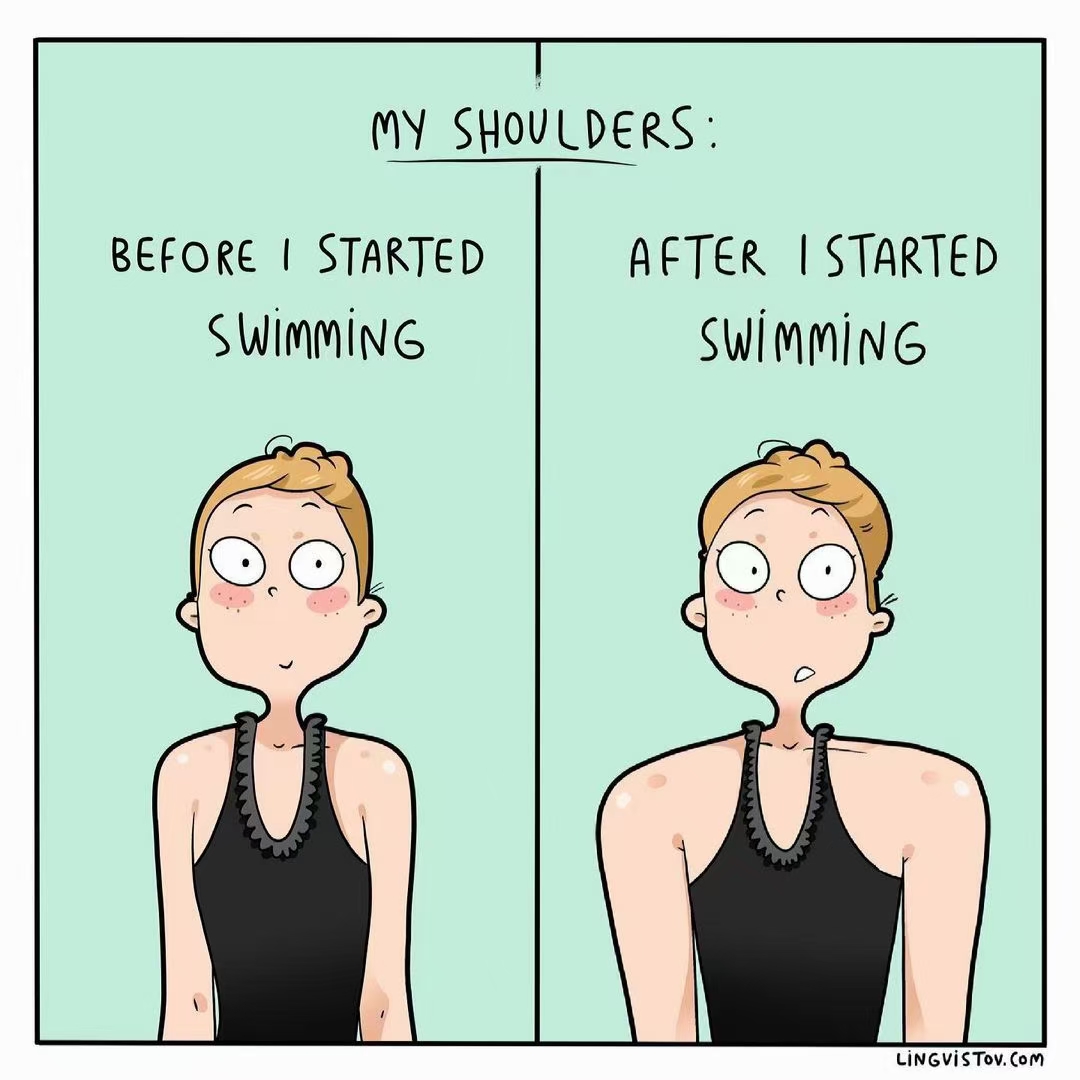 女士游泳会让肩膀变宽变壮吗,游泳会不会使肩膀变宽