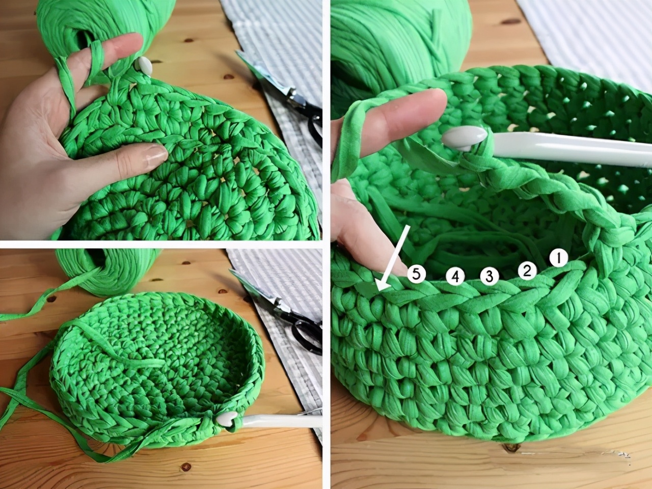 收纳盒子用布条线钩怎么钩视频,用三种毛线钩的收纳物