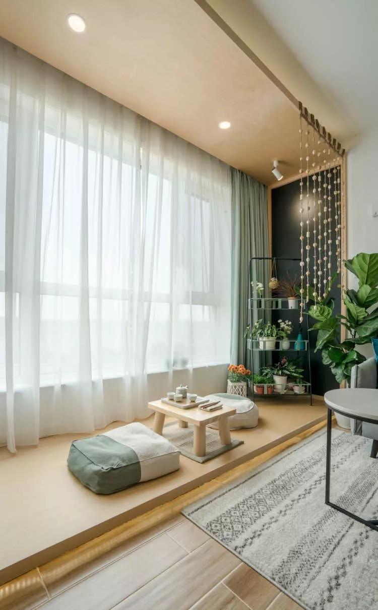 闺蜜家装的可真舒坦！大阳角玄关柜客厅装个假阳台，一进门就爱了