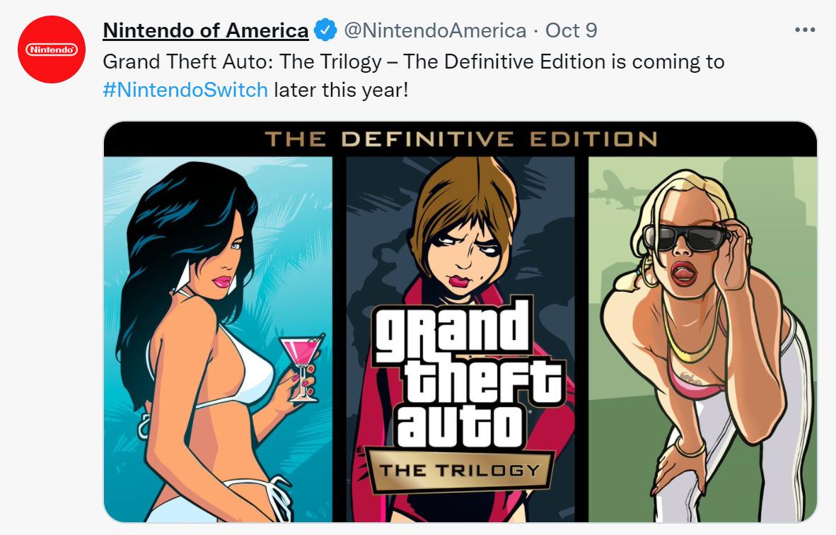 任天堂switchgta三部曲,任天堂gta三部曲重制版已经上线