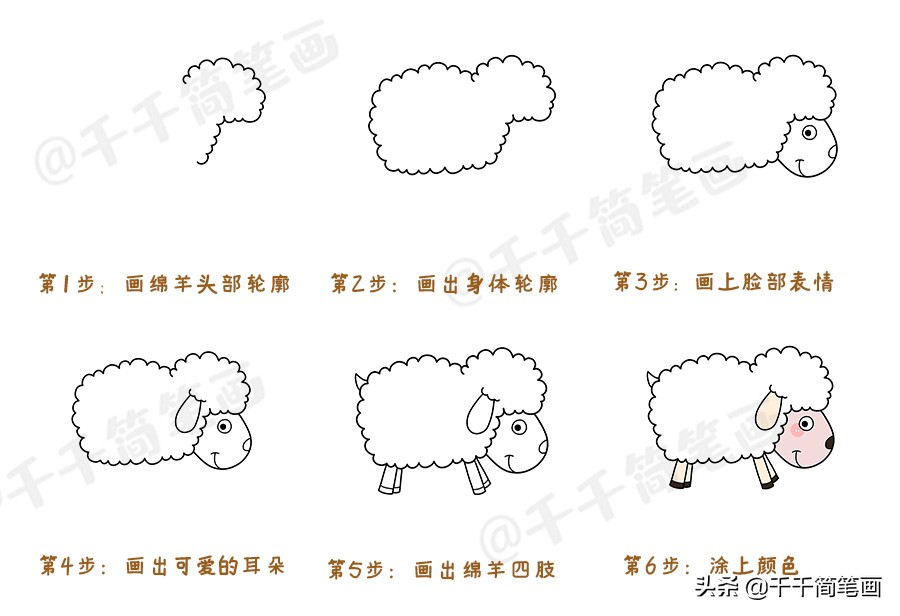数字简笔画1到10创意画小动物,一个圆画小动物100种简笔画