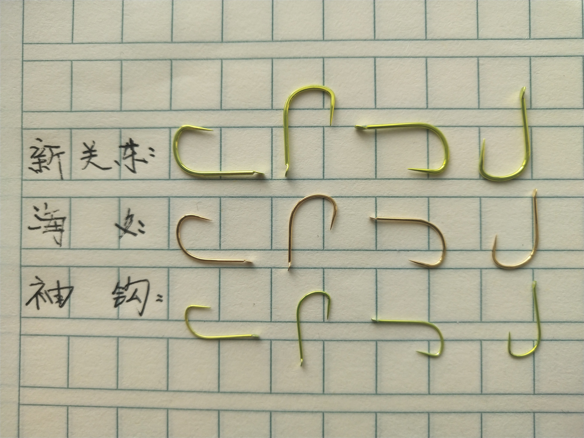 袖钩和新关东鱼钩对比表,袖钩主流鱼钩图解