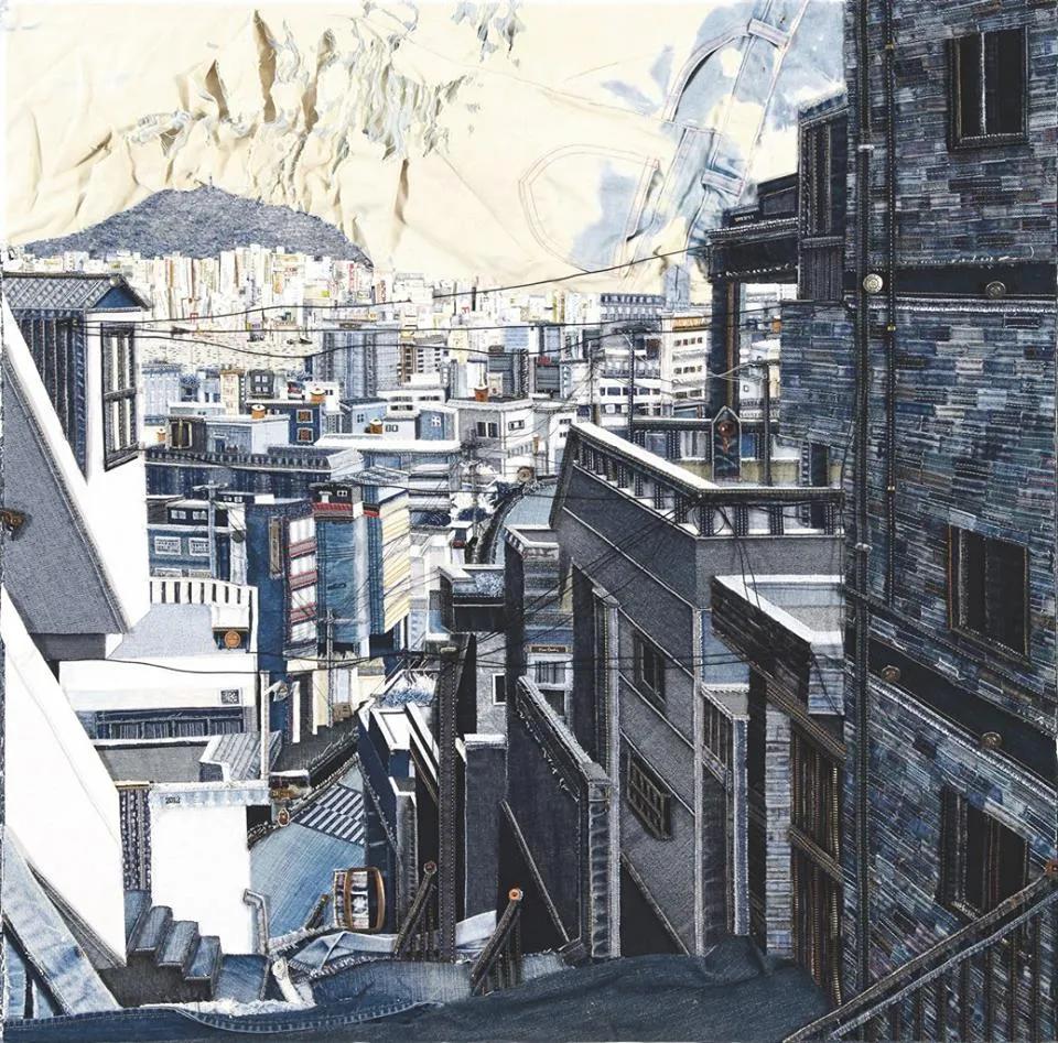 韩国妹子牛仔裤,韩国妹子用牛仔裤作画