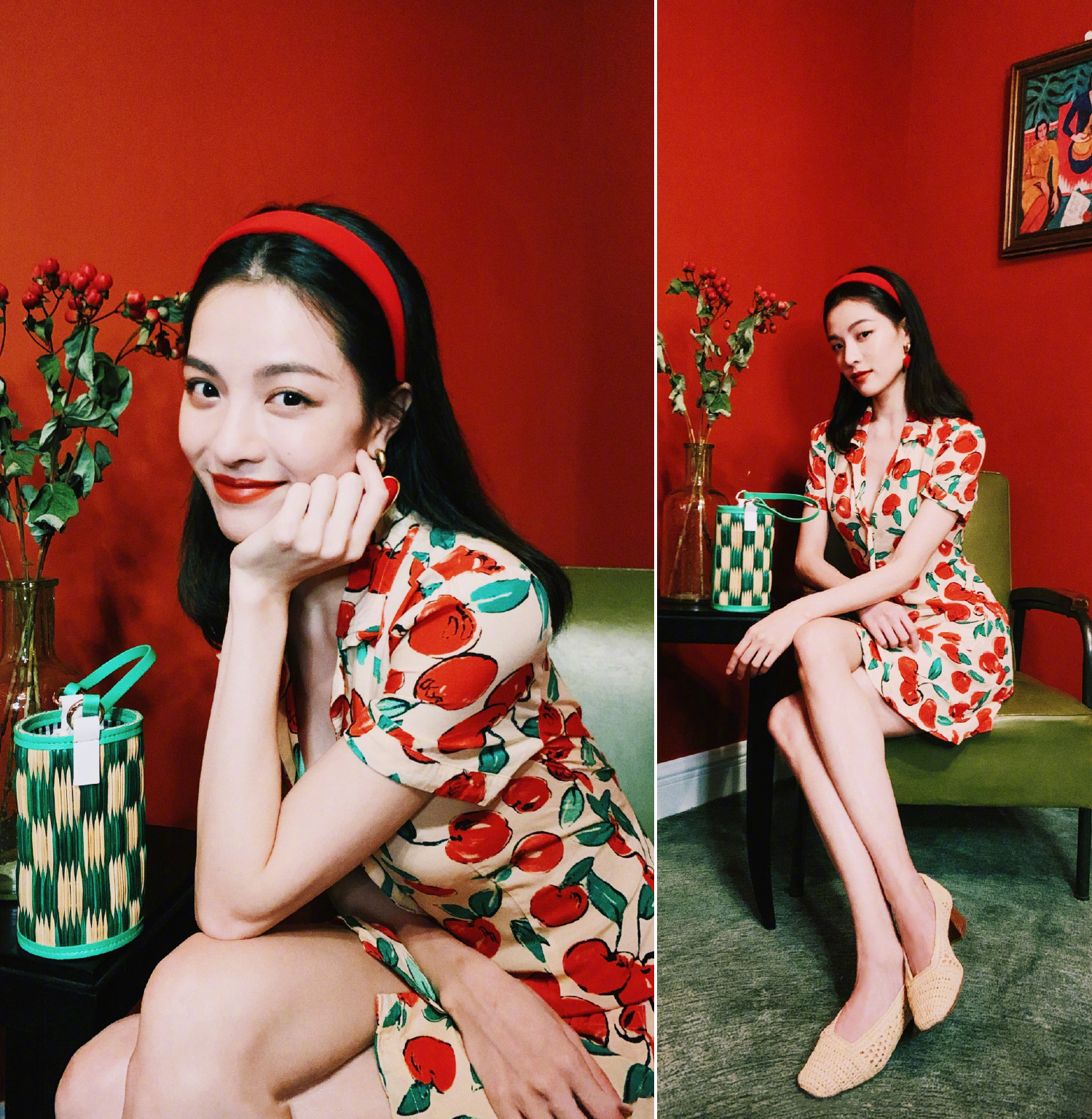 泫雅李沁,泫雅气质玫瑰花连衣裙