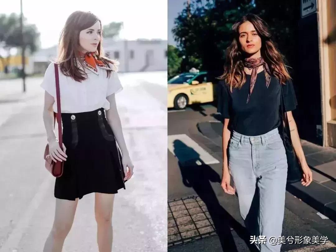 旧衣服怎么系丝巾好看,长条丝巾系法变衣服内搭