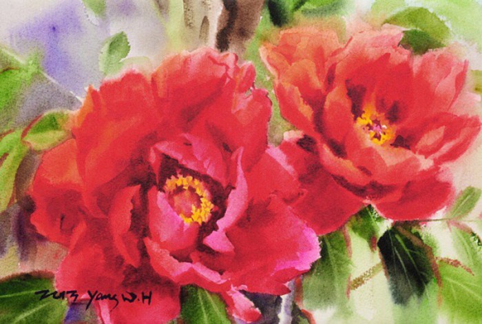 写实水彩花卉单体,细腻写实的花卉植物水彩手绘