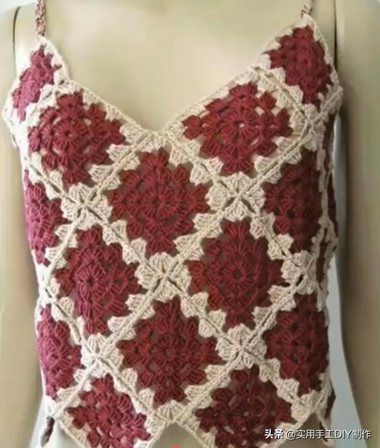 祖母方格编织长款外套教程,针织作品70款简约