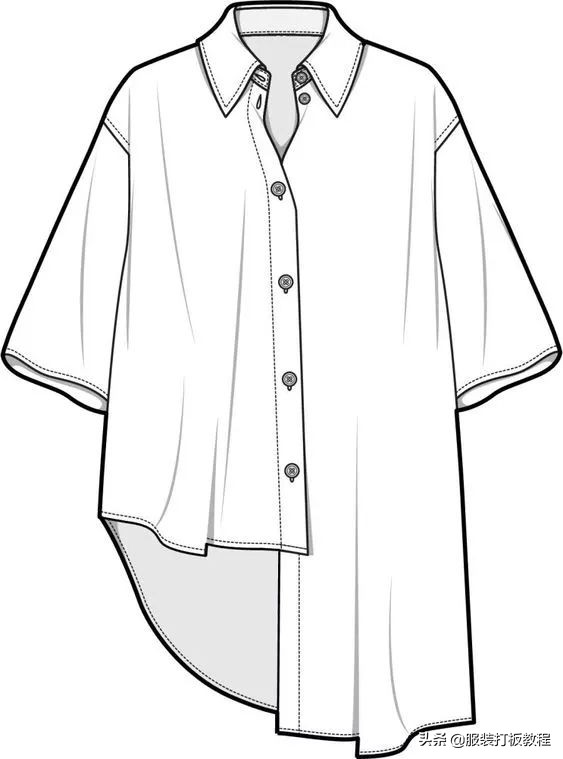 长袖衬衫裁剪教程来了,简单衬衫制版图