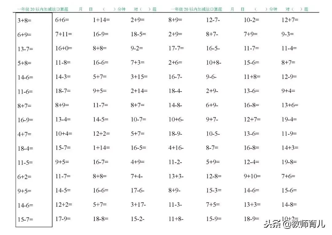 一年级口算100题多少分钟算优秀,一年级小朋友口算100题几分钟完成