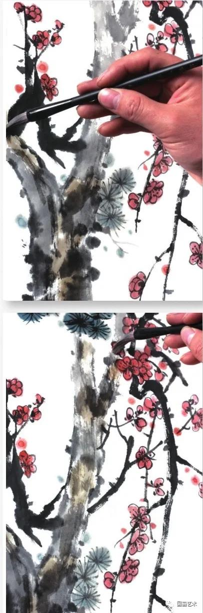 怎样画梅竹松树图片,儿童国画梅花入门画法步骤