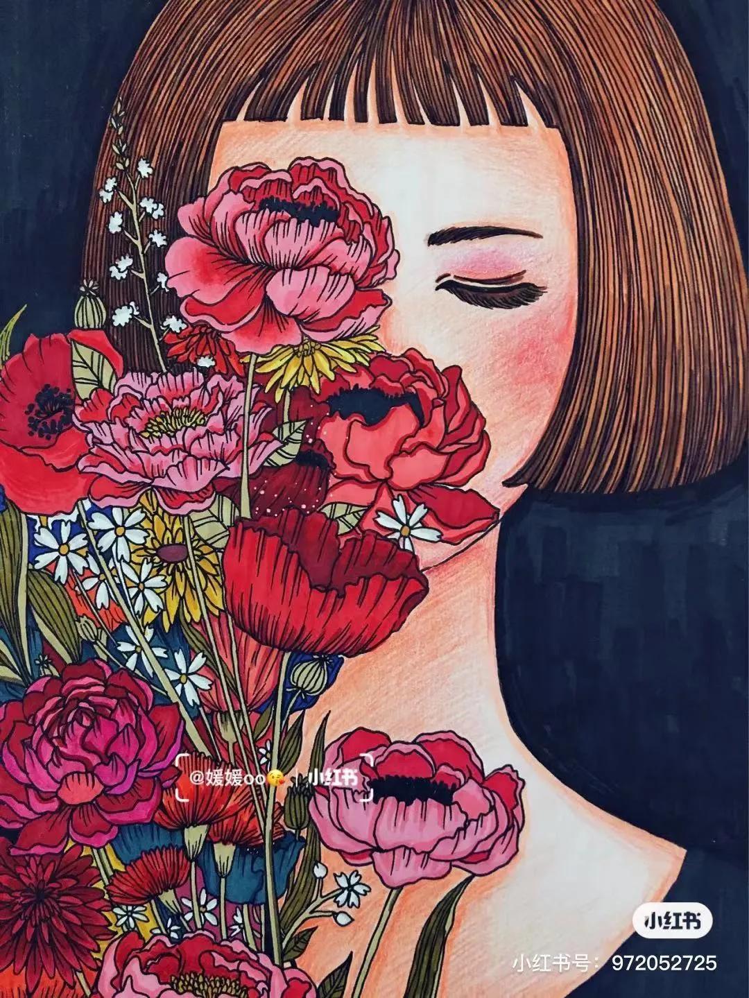 色彩缤纷的马克笔装饰画,60色的马克笔画简单的动漫画