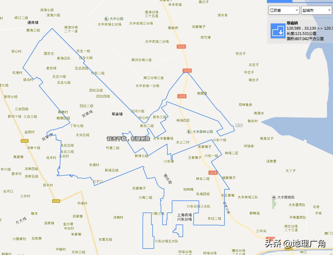 盐城市大丰区行政区划地图,江苏省盐城市大丰区最新地图