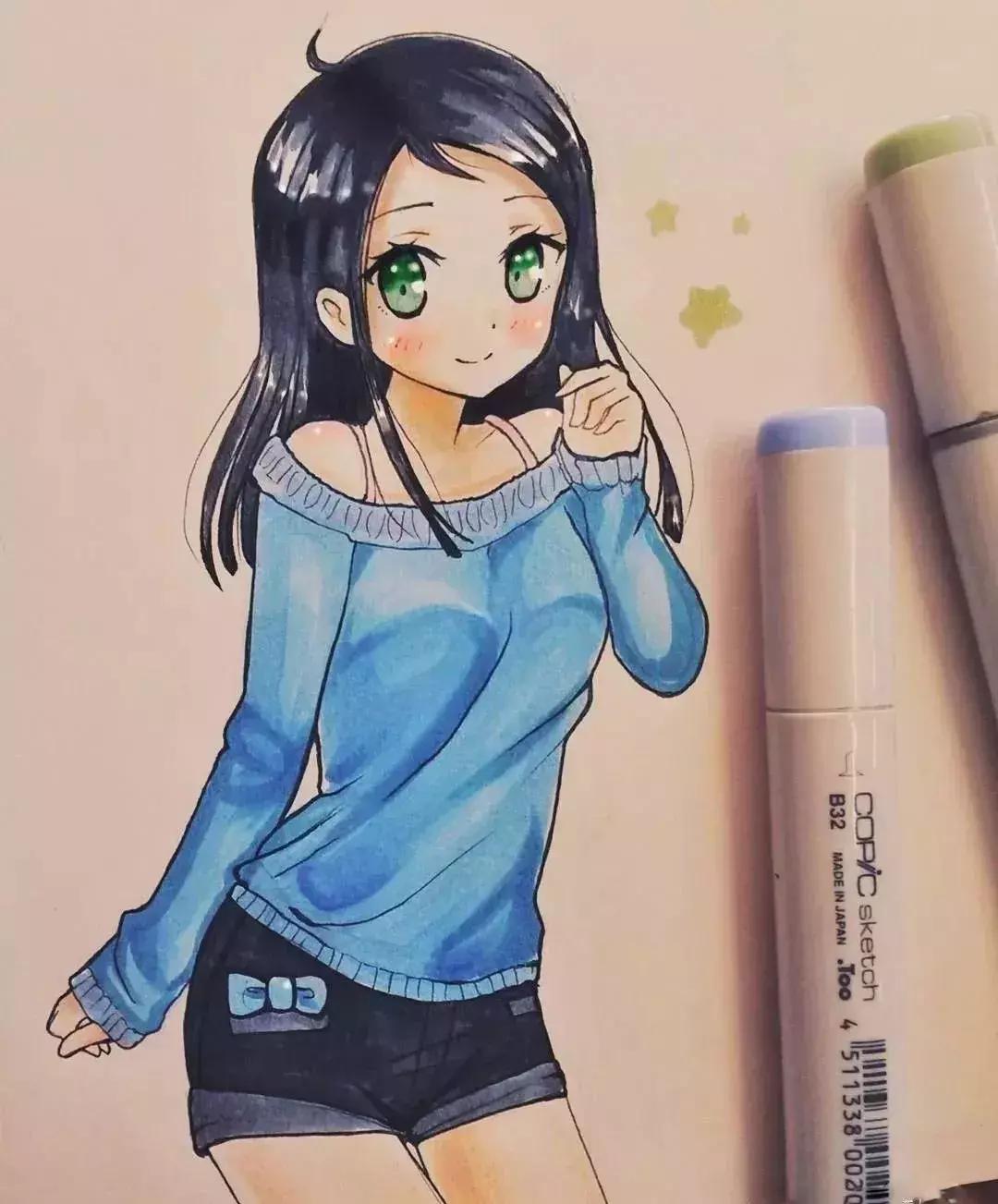 可爱动漫人物手绘马克笔,马克笔好看的动漫人物