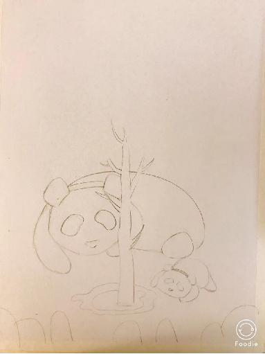 小熊美术水粉创意画,熊猫水粉画儿童画