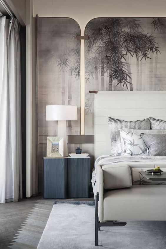 房子装修漂亮便捷的背景墙来啦,背景墙较短新中式效果图大全