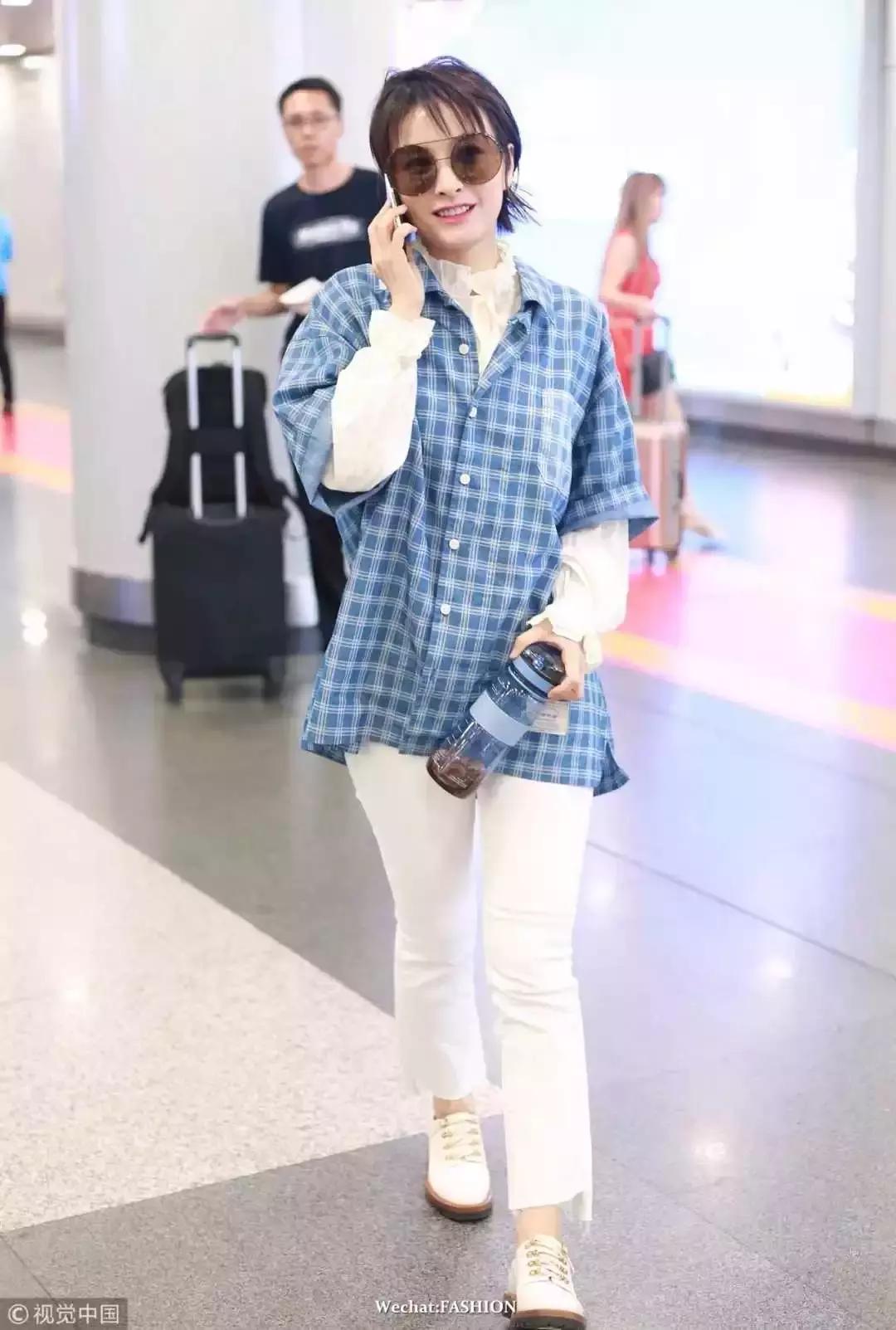 刘雯格纹,刘雯穿格纹衫好看吗