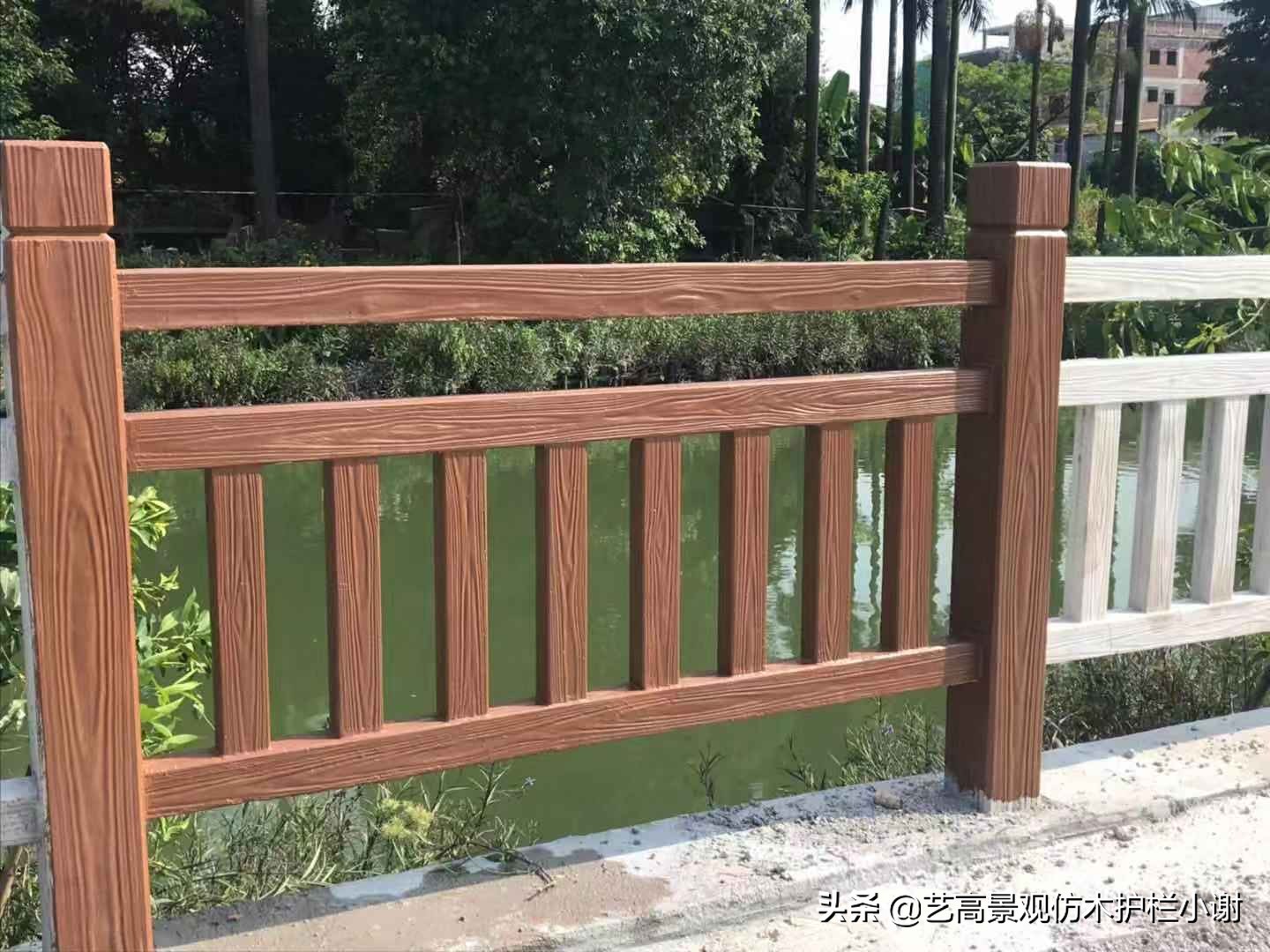 仿木栏杆喷漆施工视频,仿木水泥栏杆喷漆制作过程