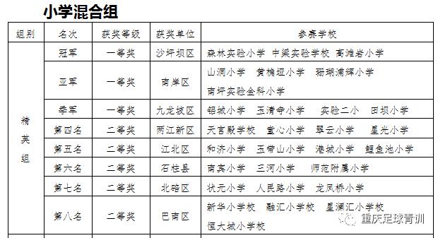 2017年重庆校园足球总决赛,重庆市校园足球总决赛乙组