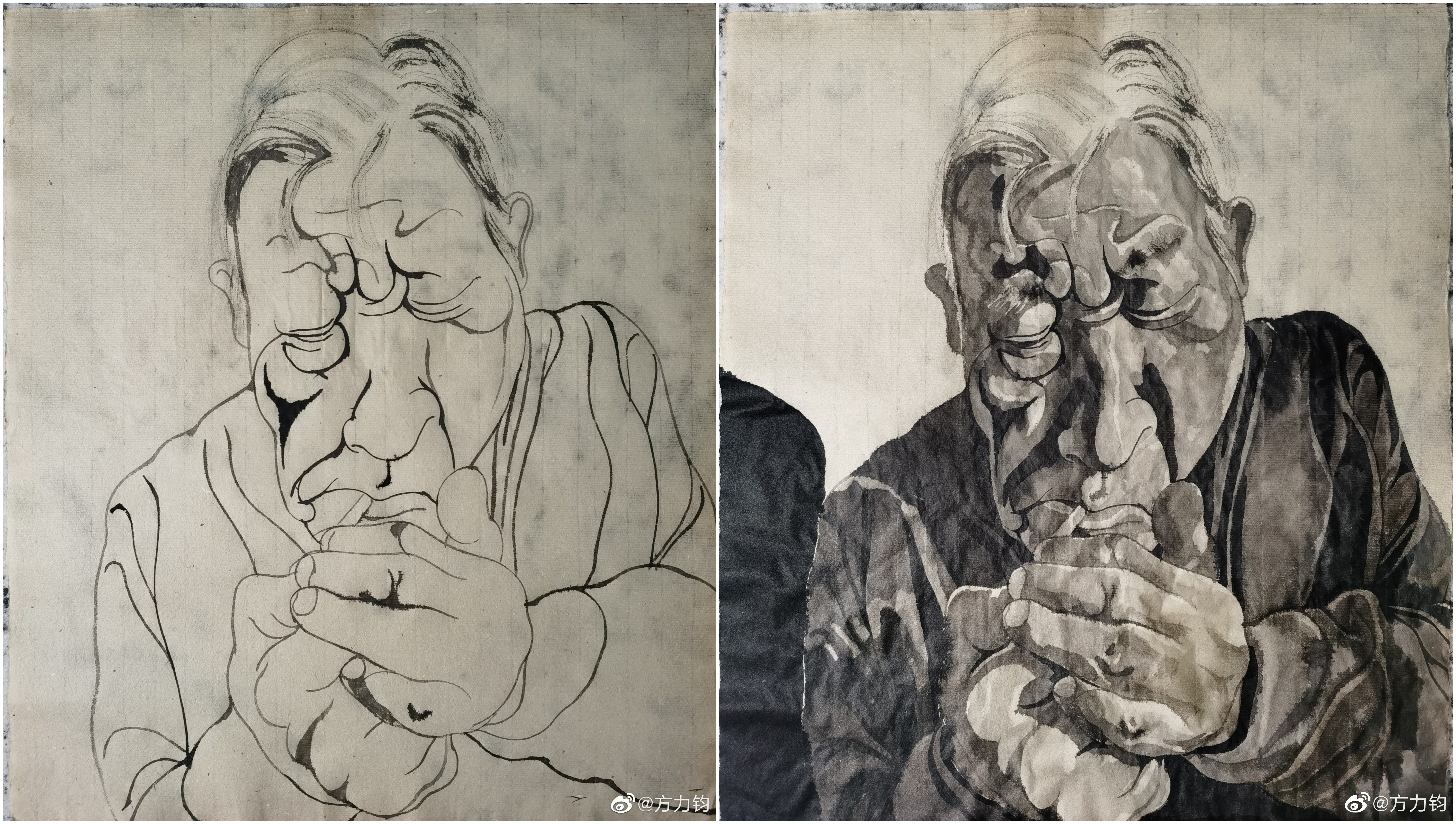 方增先水墨人物画作品欣赏图文,方力钧画自然风景