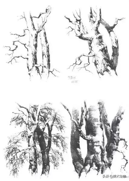 高清素描临摹风景图入门,素描画画教程7-12岁风景图