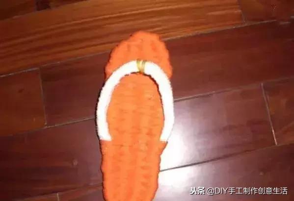 布条线桃花拖鞋编织教程,旧布条编拖鞋方法