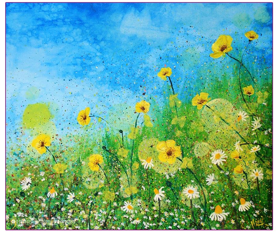 膏状水彩颜料绘画花草,藤蔓植物创意画颜料