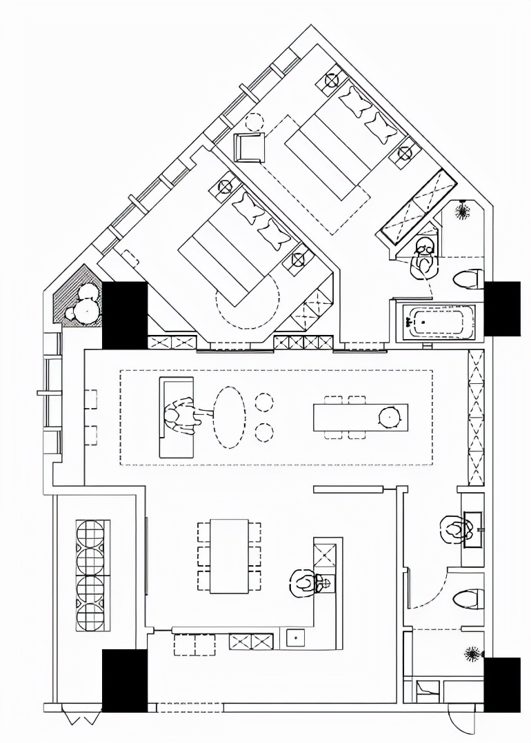 酒店异形户型设计,酒店三角形的户型怎么设计