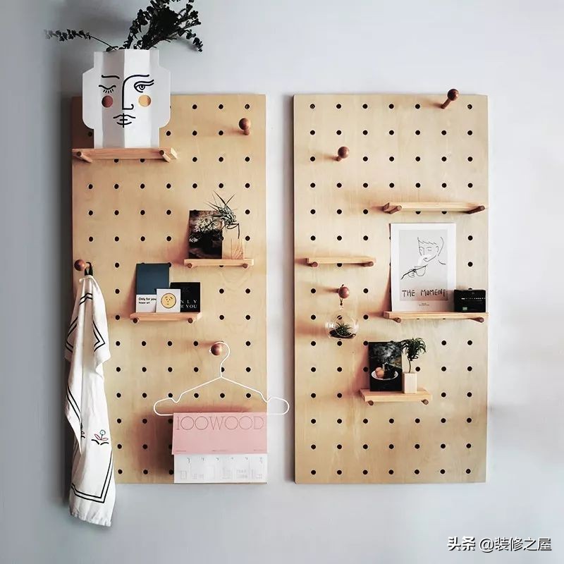网红洞洞板墙面收纳板,创意实木洞洞板