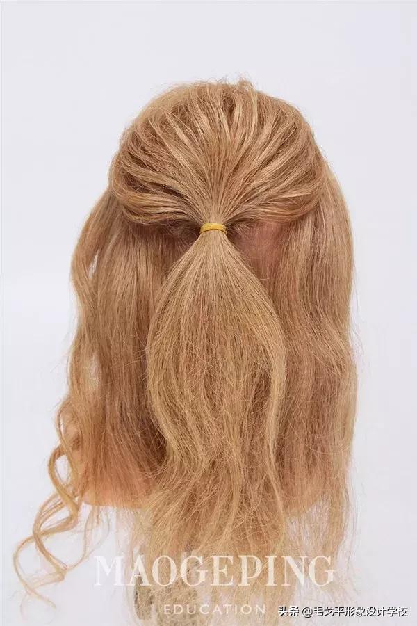 盘发超简单好看教程中发半扎,超简单盘发教程马尾