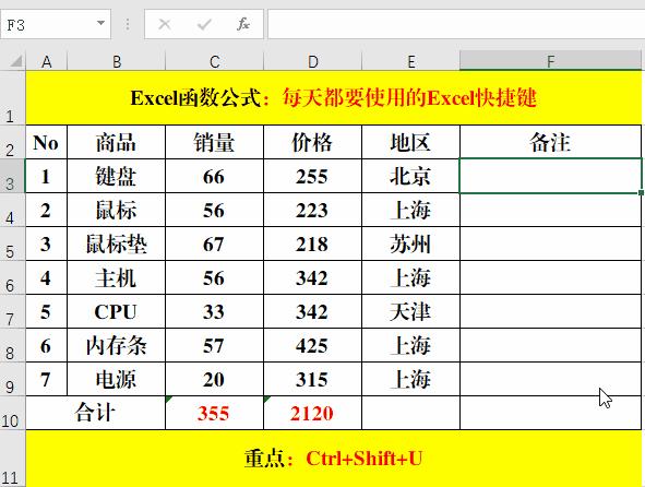 excel快捷键ctrl+t功能取消,excel大神常用到的ctrl快捷键