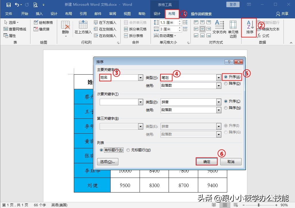 word表格排序数字从左到右排序,word表格怎么排序号才能自动排序