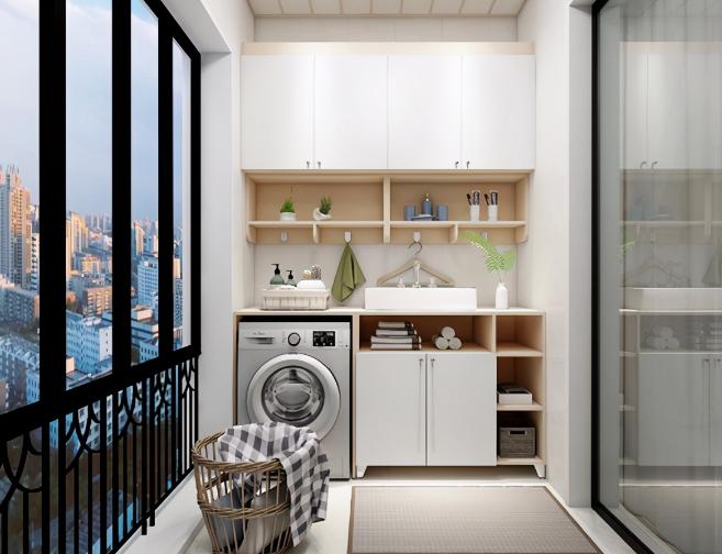 阳台洗衣机吊柜怎么做最实用,阳台洗衣机吊柜不做后期做可以吗