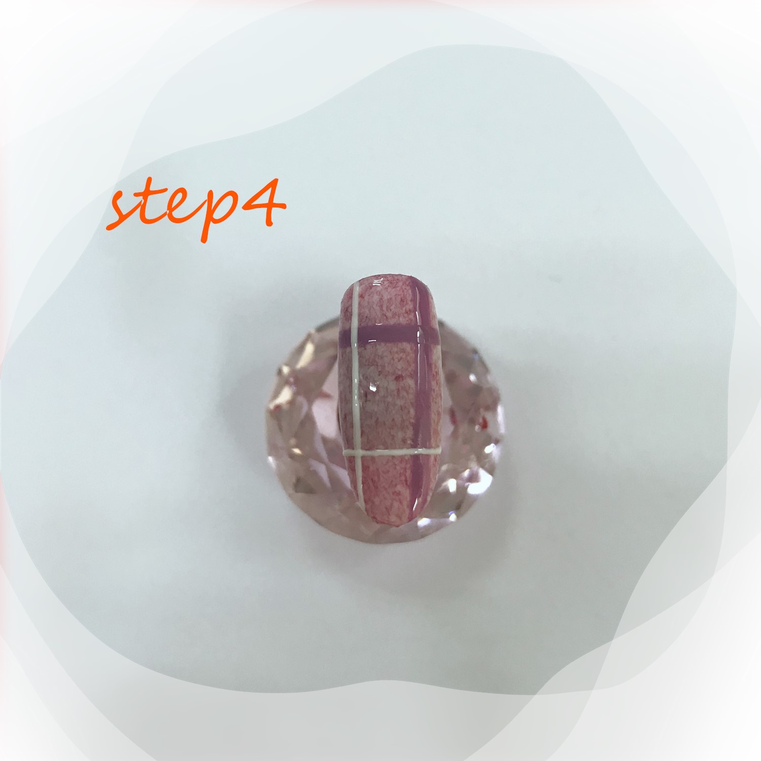 奶油皮纹法式格纹美甲教程,皮草胶美甲款式图案