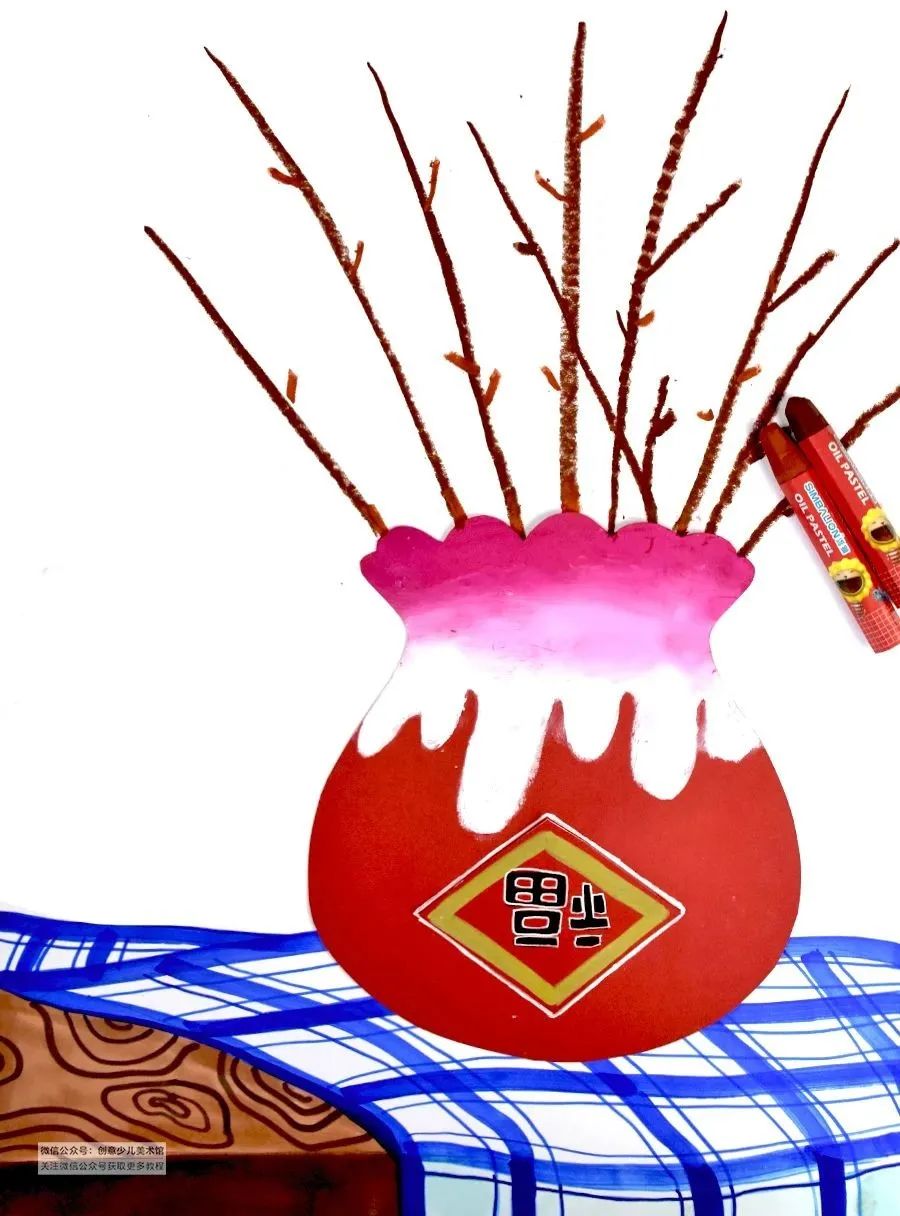 银柳到家儿童画,儿童画春季课题