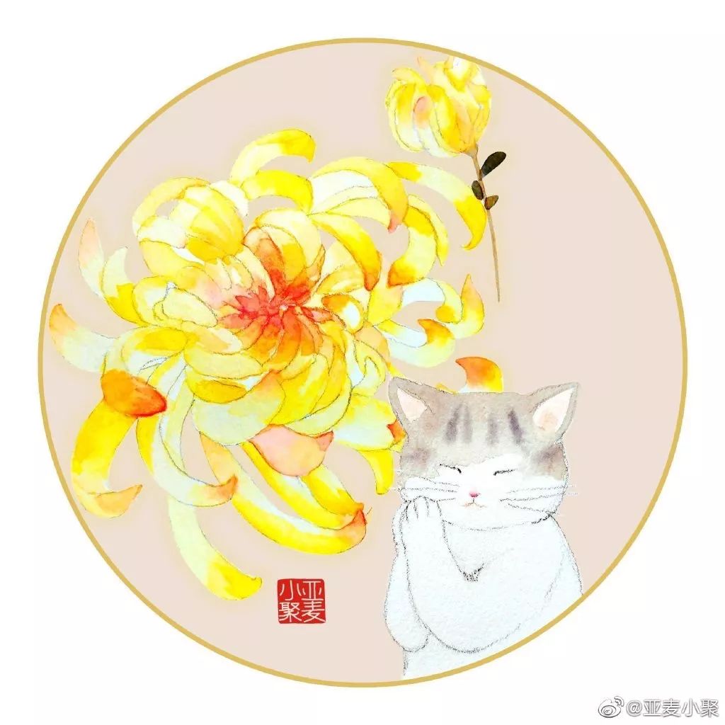 插画师笔下不同姿态的猫,一组与猫咪有关的古风插画作品