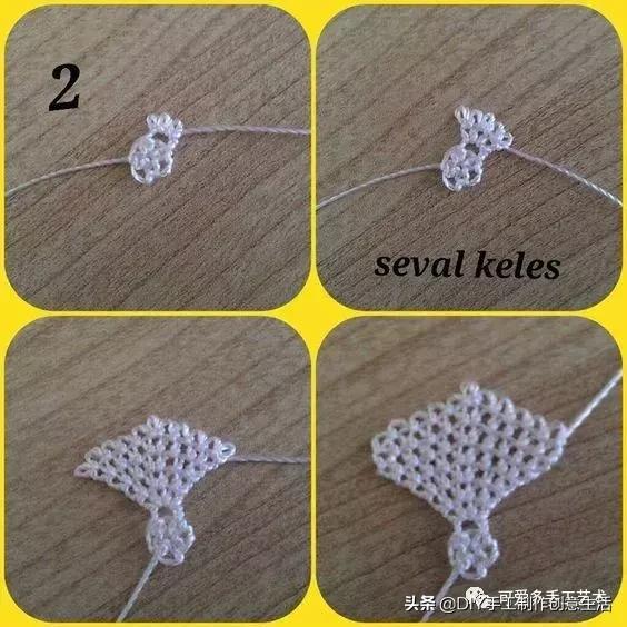 只是用针穿上了线不断绕圈打结,做出来的仿真花竟然比钩的还好看