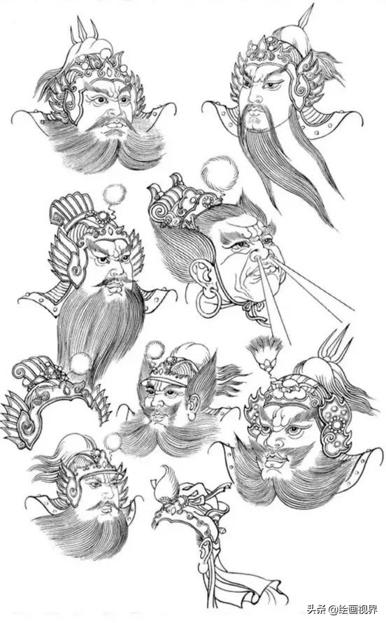 古代武将人物骑马白描图画,古代武将人物画白描图片